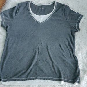 Gray and white t-shirt